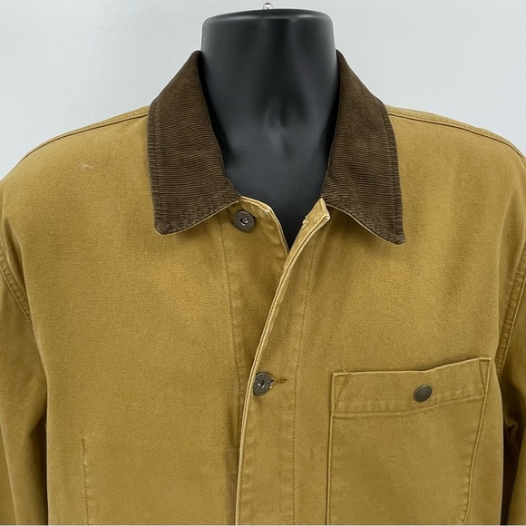 Wallace & Barnes J Crew Canvas Chore Barn Jacket Coat Corduroy Collar Mens L Lg - Picture 2 of 10